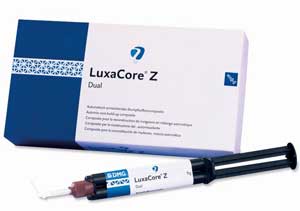DMG America LuxaCore Z-Dual Smartmix Core Build Up Material - NATURAL A3 Shade, 2-9gm Syringes & Tips DMG America LuxaCore Z-Dual Smartmix Core Build Up Material - NATURAL A3 Shade, 2-9gm Syringes & Tips